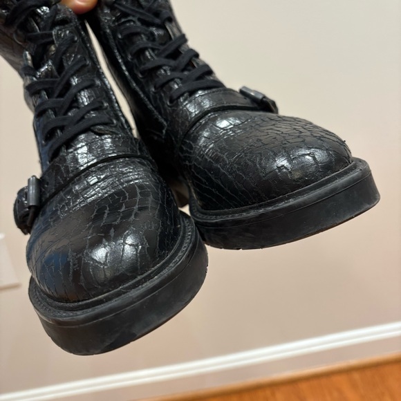 All Saints‎ Donita Croc Combat Boots Black - Picture 7 of 14